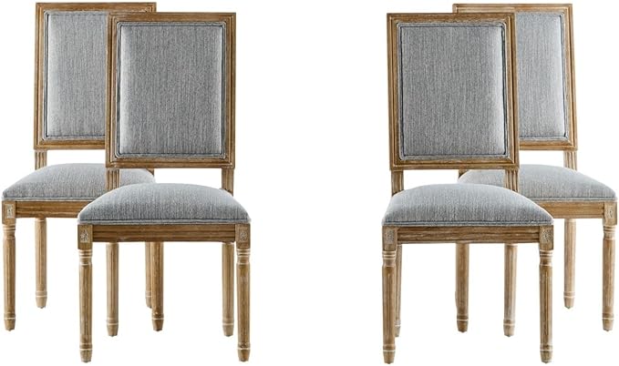 Merax Upholstered Solid Wood Dining Chairs Set of 4, French Country Style - Image 6