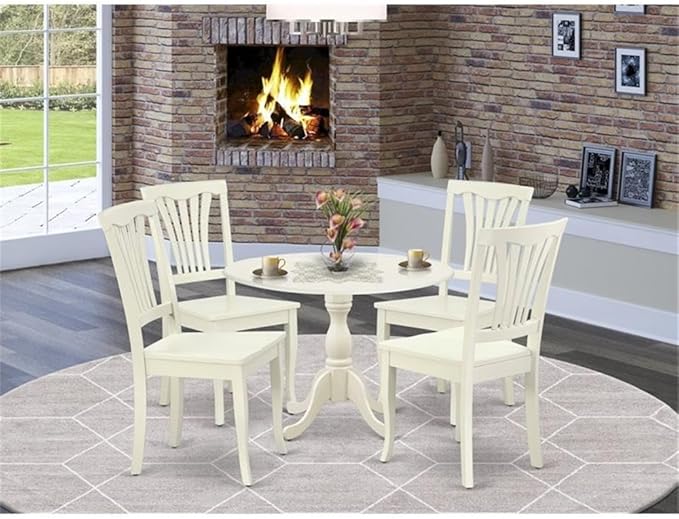 East West Furniture DMAV5-LWH-W 5 Piece Modern Dining Table Set Includes a - Image 2