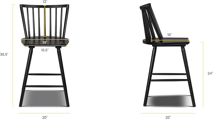 POLY & BARK Talia 24" Counter Stool in Black - Image 2
