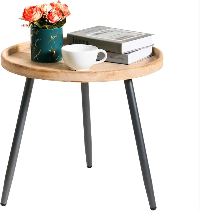 LITA Log Desktop Round Side End Table, Nightstand Tables, Indoor Outdoor Round - Image 9