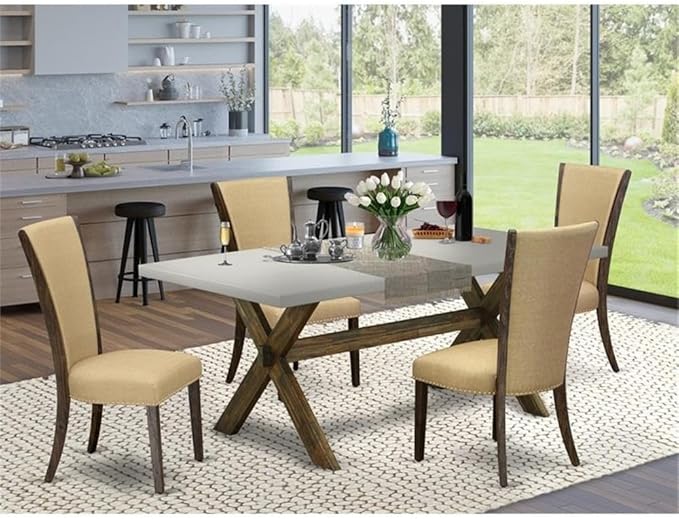 East West Furniture X797VE703-5 5 Piece Dining Set Includes a Rectangle Dining - Image 2