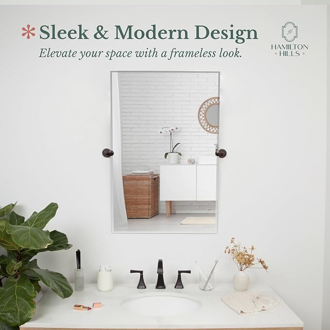 Hamilton Hills 24x36 inch Frameless Pivot Mirrors - Image 2
