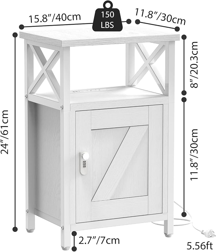 Wooden Nightstand with Lock, Bed Side Table with Drawers, Bedside Table with - Image 3