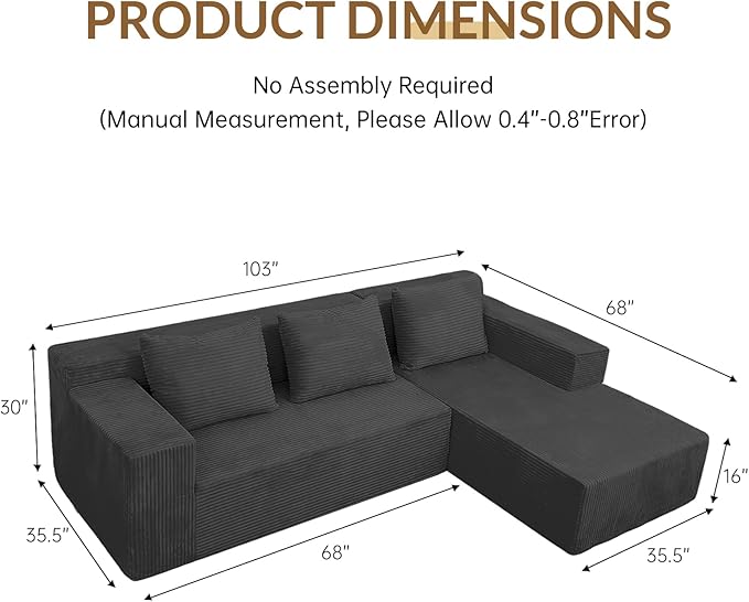 ANONER 103" Cloud Sectional Couch - Image 2