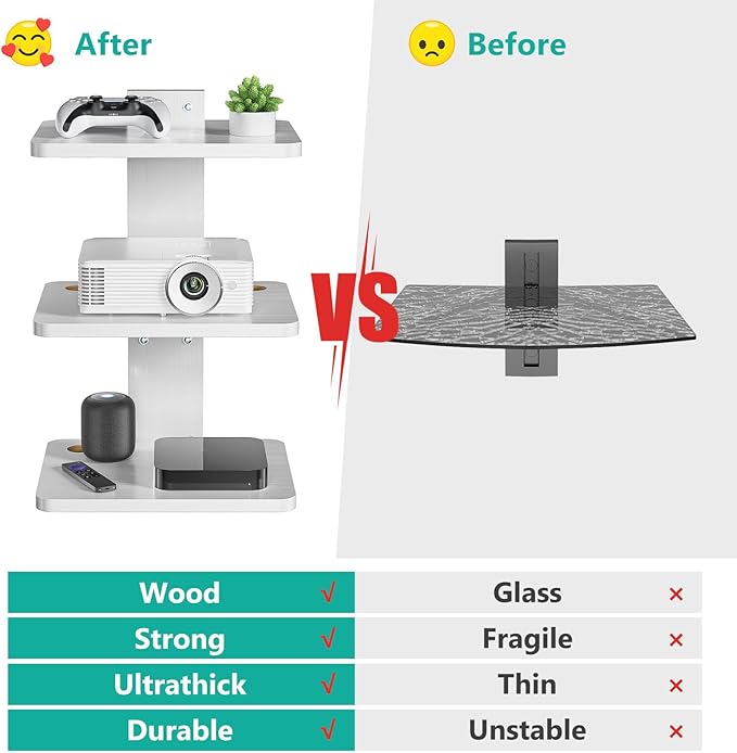 WALI Floating TV Shelf, Holds Up to 22lbs, Wooden Wall Mounted Shelves - Image 6