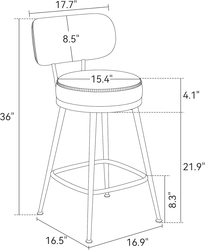 Counter Height Bar Stools, Faux Leather Kitchen Counter Stools - Image 2