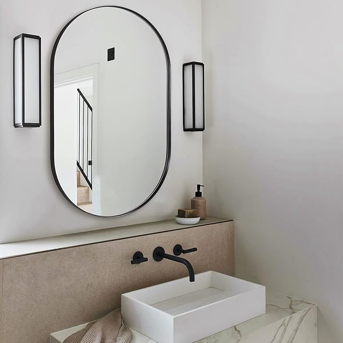 ANDY STAR Black Oval Mirror, 24x36 Oval Black Mirror in Stainless Steel Metal - Image 9