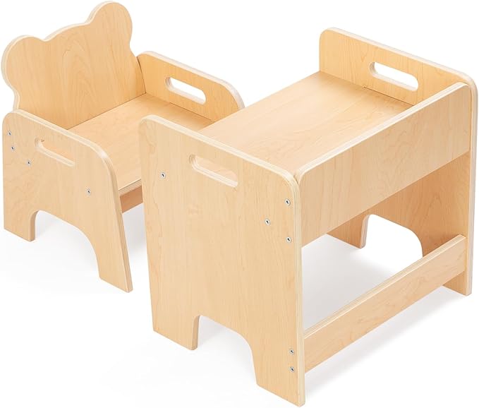 OOOK Montessori Weaning Table and Chair Set, Kids Activity Wooden Toddler Table - Image 8