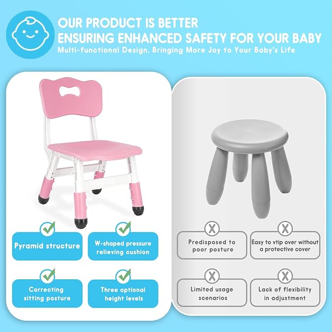 Kids Height Adjustable Toddler Chair Max Load 220LBS Plastic Indoor Outdoor - Image 5