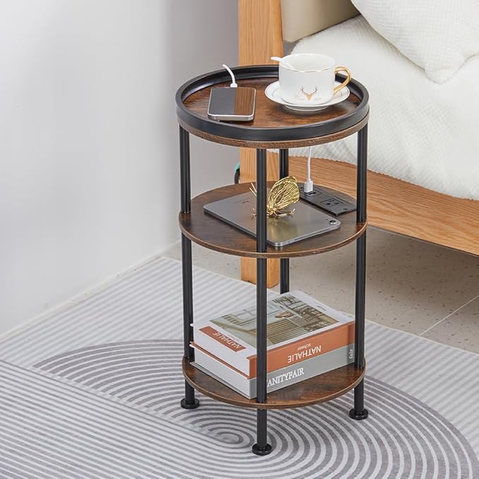 Small Round Side Table with Charging Station - Image 5