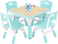 FUNLIO Kids Table and 4 Chairs Set, Height Adjustable Toddler Table and Chair by FUNLIO