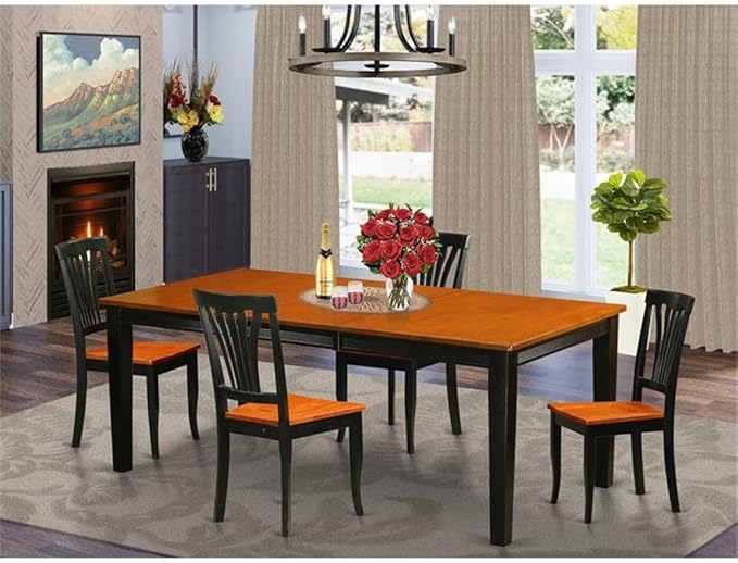 East West Furniture QUAV5-BCH-W 5 Piece Dining Set Includes a Rectangle Dining - Image 2