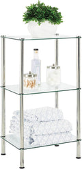 mDesign Metal/Glass 3-Tier Storage Tower, Narrow Shelving Display Unit by mDesign