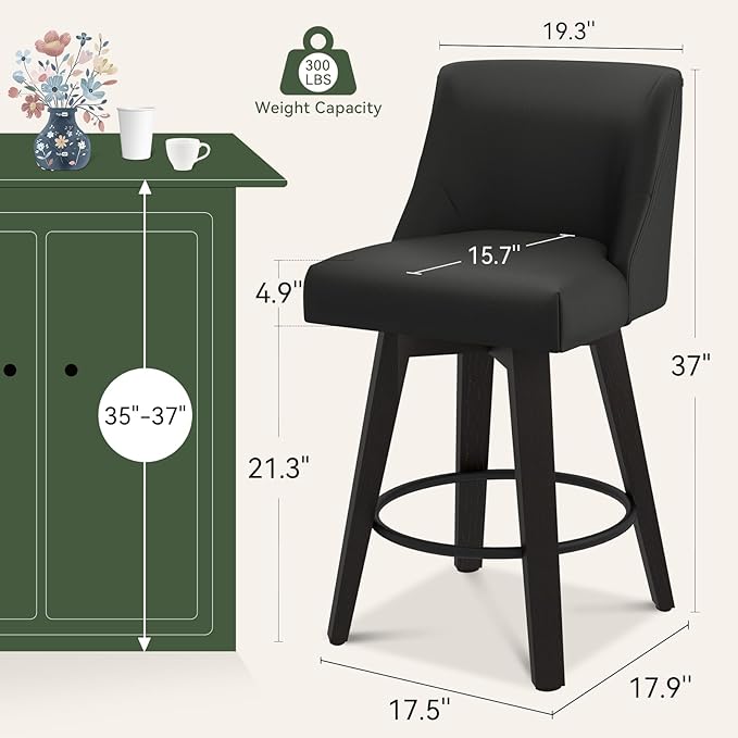 Vipbear Swivel Counter Height Bar Stools Set of 2, 26.8" H Counter Stools - Image 2