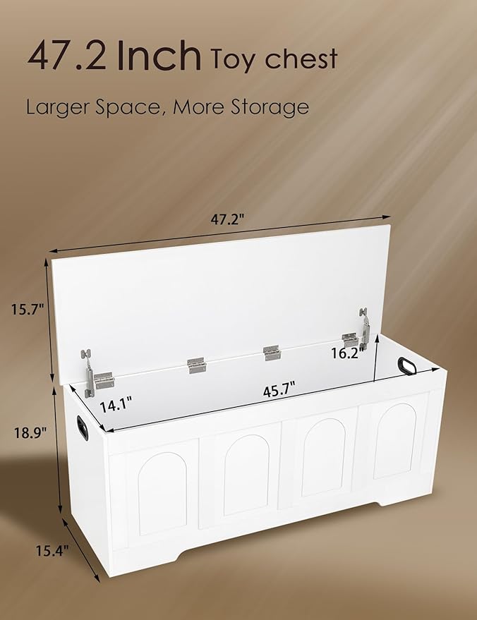 DINZI LVJ Storage Chest, 47.2”Wooden Storage Box - Image 3
