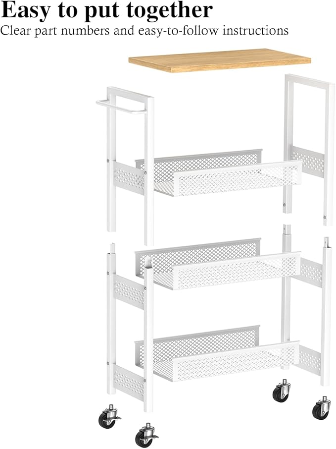 Utility Slim Storage Cart, 4-Tier Narrow Bathroom Organizers and Storage Cart - Image 9