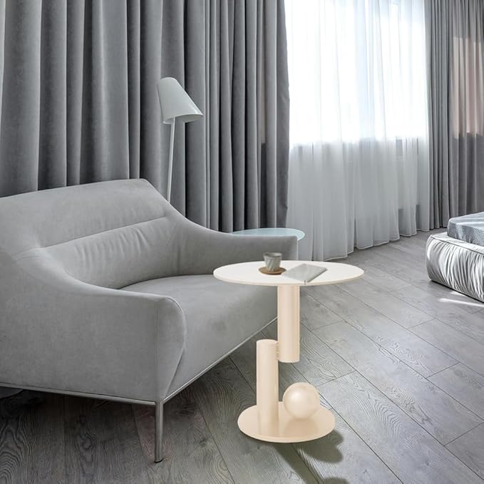 Marble Top Metal White End Table - Image 5