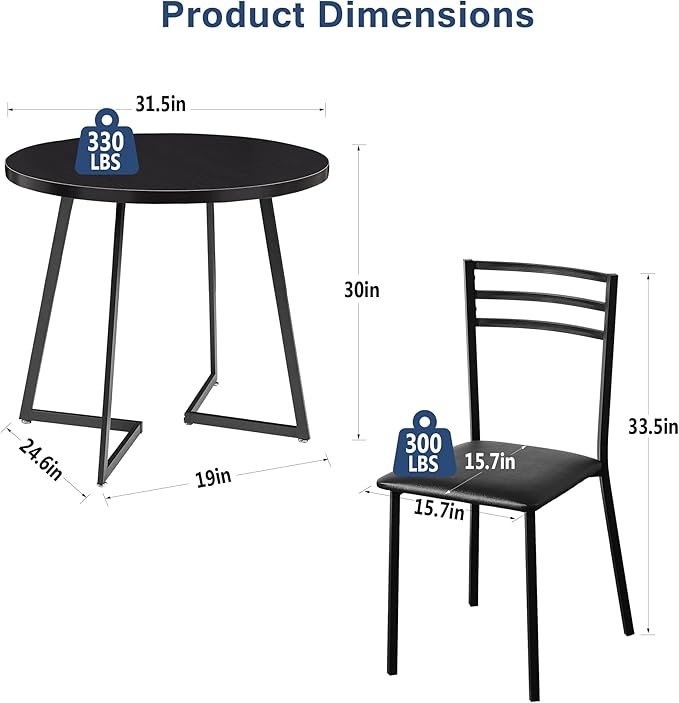 VECELO Small Round Kitchen Table - Image 7