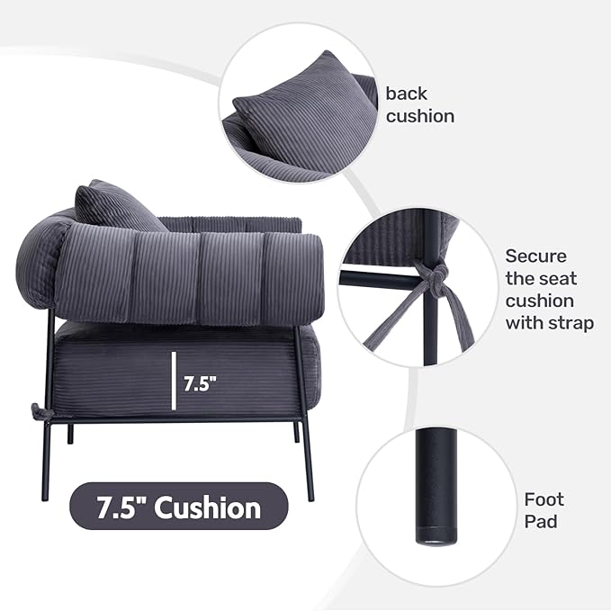 HollyHOME Modern Velvet Accent Chair - Image 6