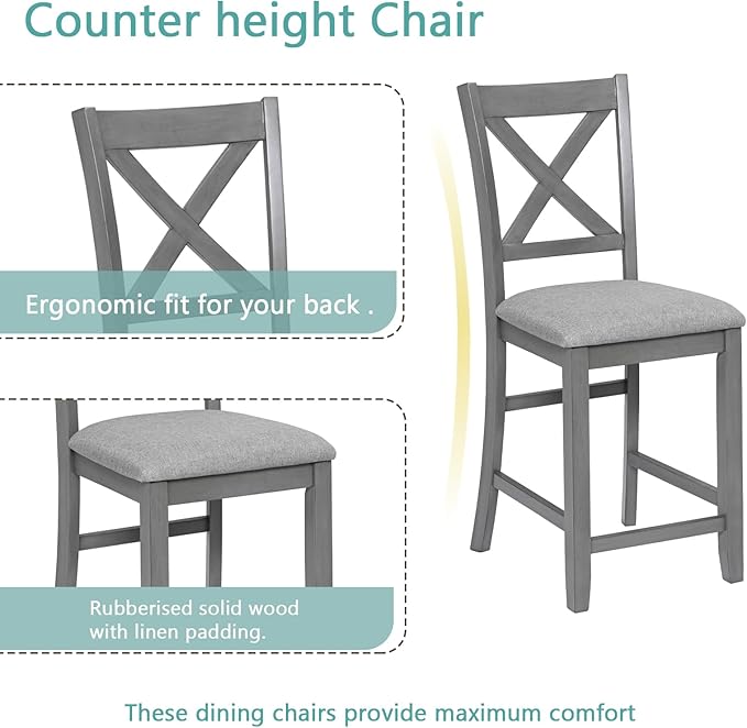 KEIKI 5-Piece Counter Height Dining Table Set - Image 5