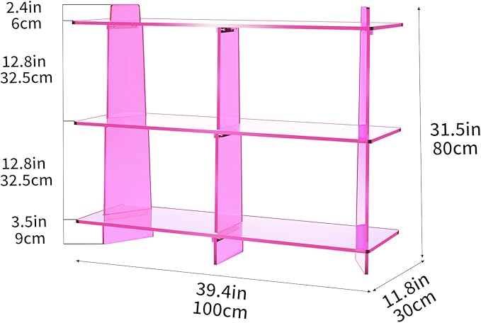 Acrylic Bookshelf, Small 3 Tier Open Bookcase - Image 3