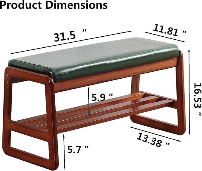 Shoe Rack Bench, Solid Wood Entryway Bench, Shoe Bench - Image 2