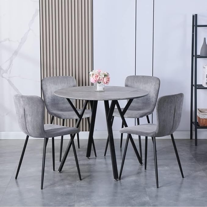 Round Dining Table with Metal Legs, 35.5 in Modern Kitchen Table Dining Room - Image 2