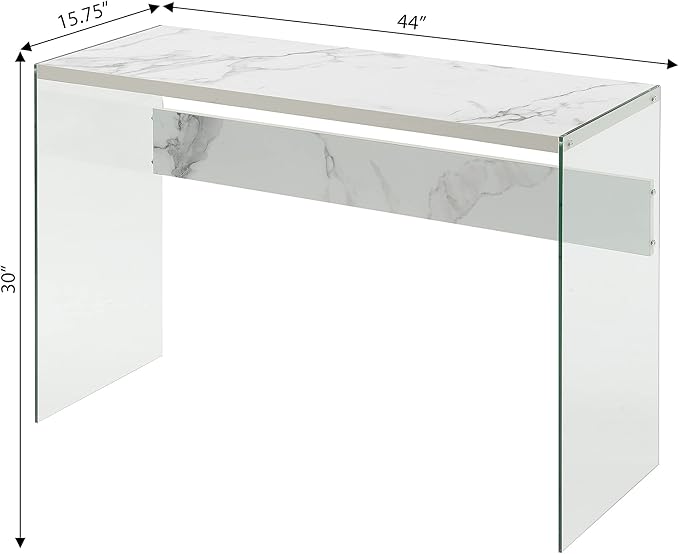 Convenience Concepts SoHo Console Table/Desk, Faux White Marble - Image 7