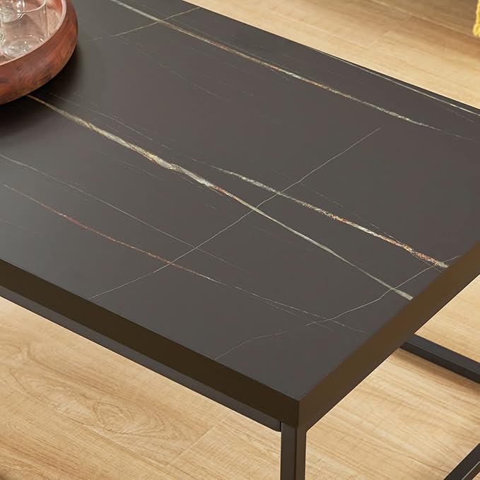 CENSI 18-Inch Black Marble Accent End Table/Side Table - Image 6