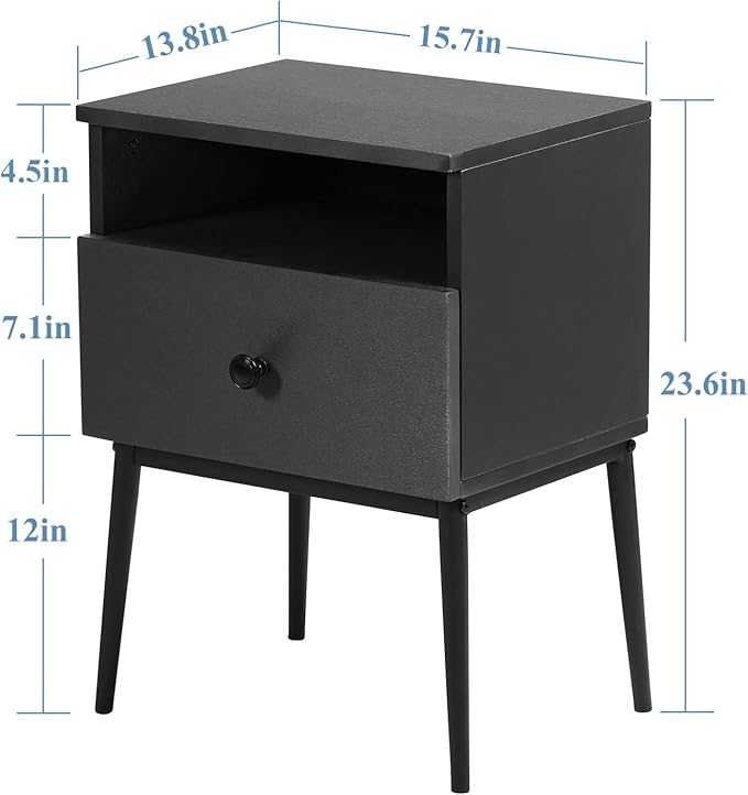 VECELO 2-Tier Nightstands Bedside Table - Image 3