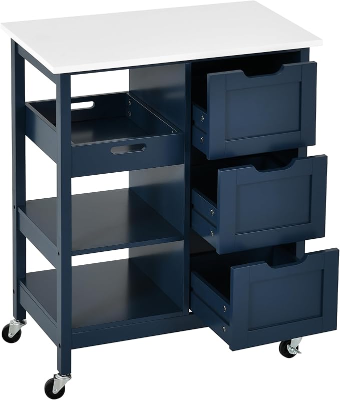 YITAHOME Small Solid Wood Top Kitchen Island Cart on Wheels - Image 4