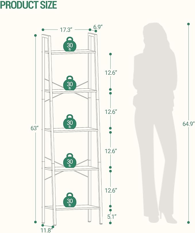 Ladder Shelf, Bookshelf Bookcase, Freestanding Corner Storage Shelve - Image 2