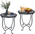 Metal Round Side Table, 2 Pack 14 Inch Bedside Table by Aonagi
