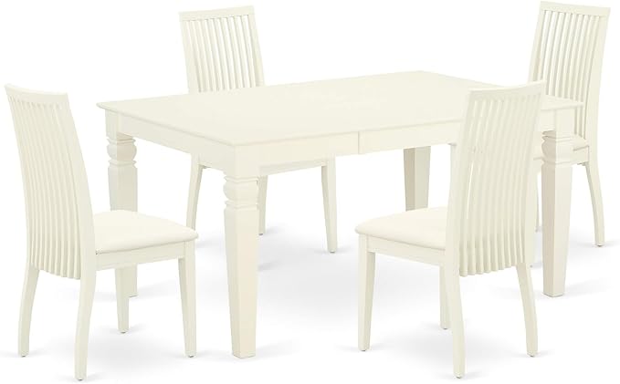 East West Furniture WEIP5-WHI-C 5 Piece Dining Room Table Set Includes a - Image 2