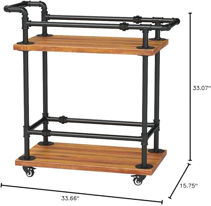 Industrial Pipe Bar Carts/Serving Carts/Kitchen Carts/Wine Rack Carts on Wheels - Image 7