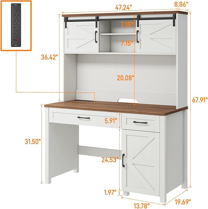 Farmhouse 47" Executive Desk, Computer Desk - Image 2