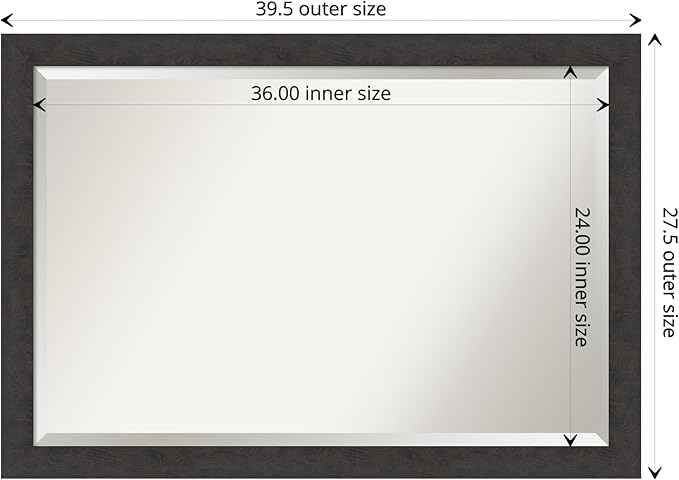 Amanti Art Brown Wall Mirror 28x40 Rustic Plank Espresso Narrow Rectangle - Image 4