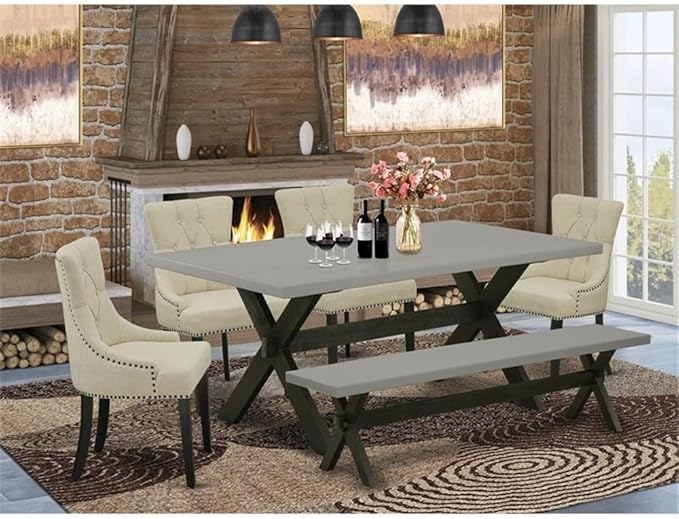 East West Furniture X697FR102-6 6 Piece Dining Table Set Contains a Rectangle - Image 2