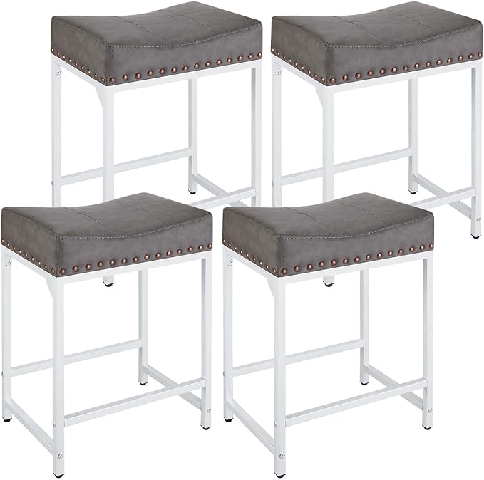 Bar Stools Set of 4, Modern Backless Saddle Counter Stools by FLYZC