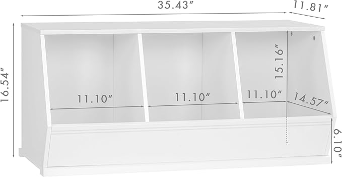 UTEX Stackable Toy Storage Cabinet, Wooden Cubby Organizer, Living Room - Image 2