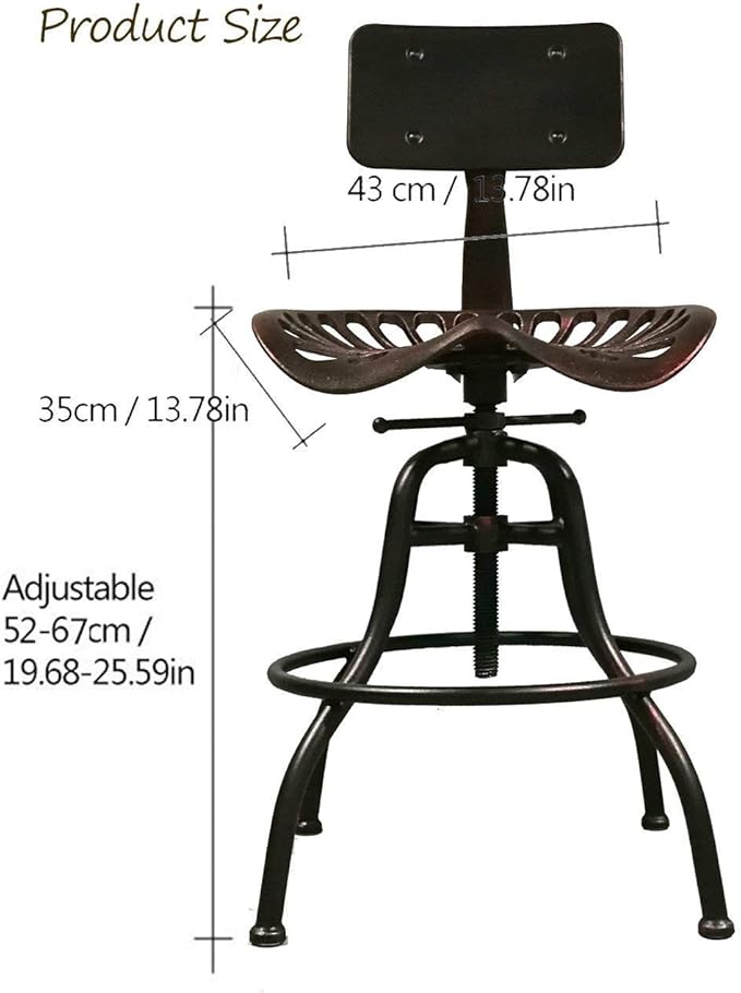 Diwhy Industrial Design Metal Adjustable Height Backrest Chair Vintage Tractor - Image 3