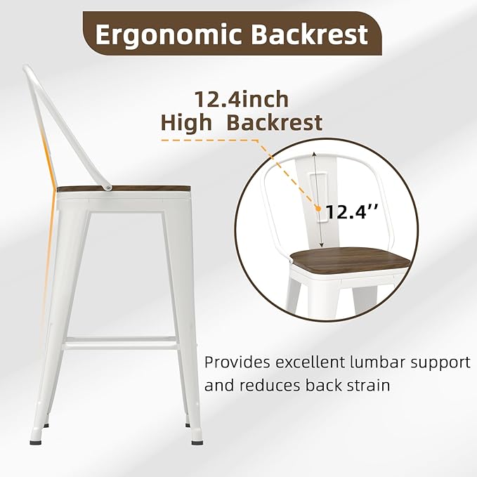 30” Swivel Bar Stools Set of 4, Counter Height Bar Stools Wooden Seat, Metal - Image 4