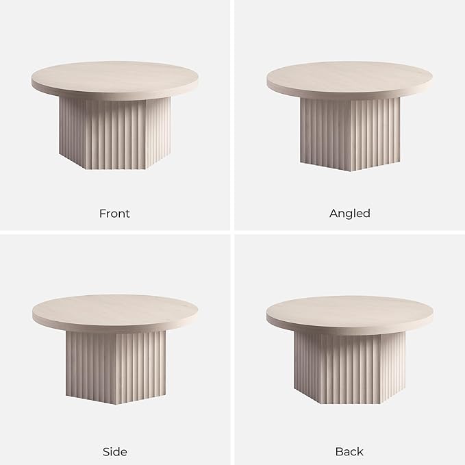 SICOTAS Round Coffee Table for Living Room, Mid Century Accent Tea Dining Table - Image 9