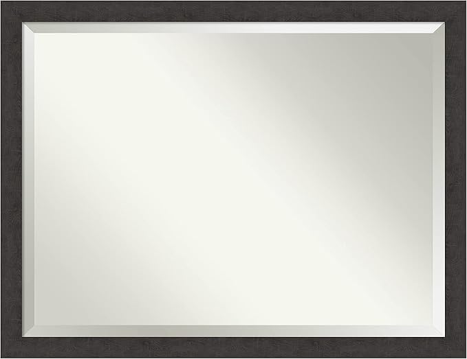 Amanti Art Brown Wall Mirror 34x44 Rustic Plank Espresso Narrow Rectangle by AmantiArt