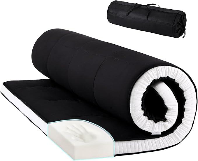 Tiita Floor Mattress Memory Foam Mattress Topper, Portable Roll Up Travel Car by TiitaHome