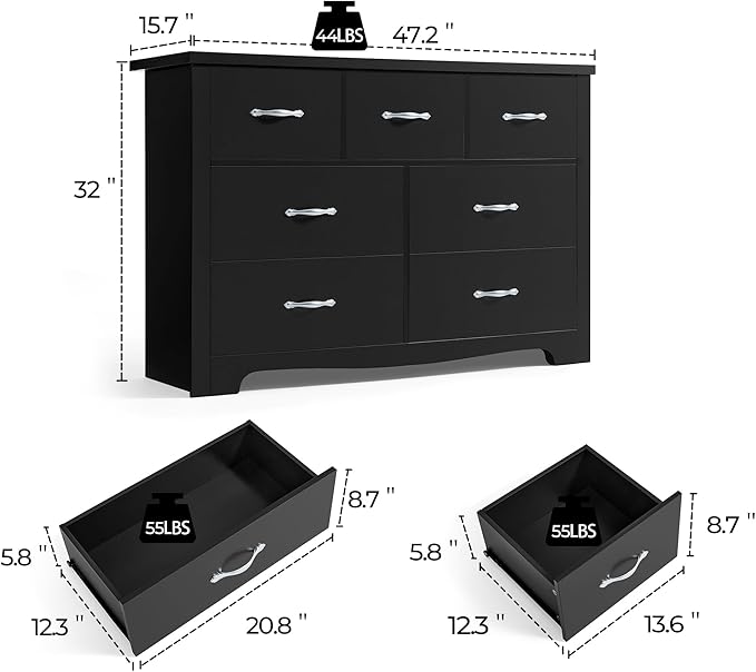 LINSY HOME 7 Drawers Dresser for Bedroom, Modern Storage Dresser - Image 2