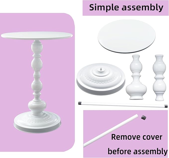 Benkyo White Round End Side Table Modern Metal Pedestal Spindle Side Tables - Image 7
