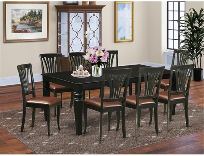 East West Furniture LGAV9-BLK-LC 9 Piece Dining Set Includes a Rectangle Dining - Image 2