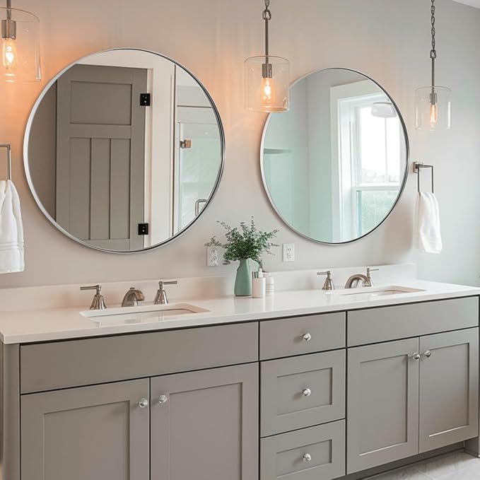 ANDY STAR Round Chrome Mirror, 30 inch Round Chrome Mirror, Circle Bathroom - Image 4