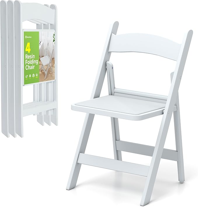 Real Relax Resin Folding Chairs, 4 Sets, Church and Events by RealRelax